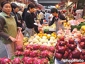 图:香港新年水果市场丰富